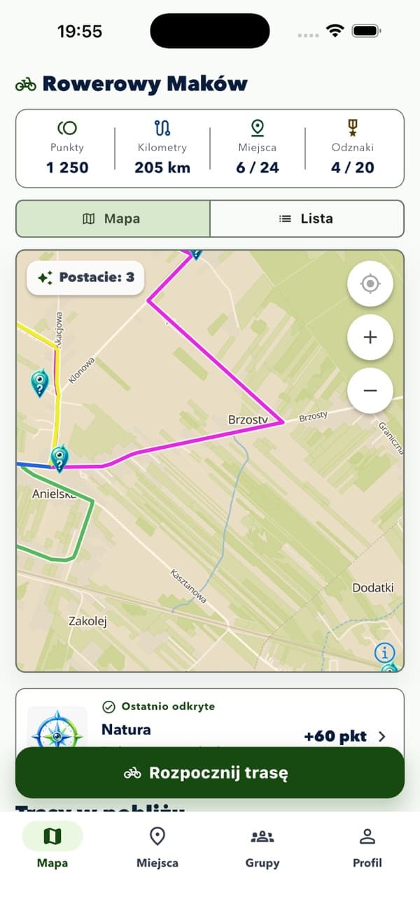 Rowerowy Maków: mapa tras rowerowych w aplikacji na iPhone